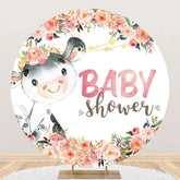 Aperturee - Cute Dairy Cow Flowers Circle Baby Shower Backdrop